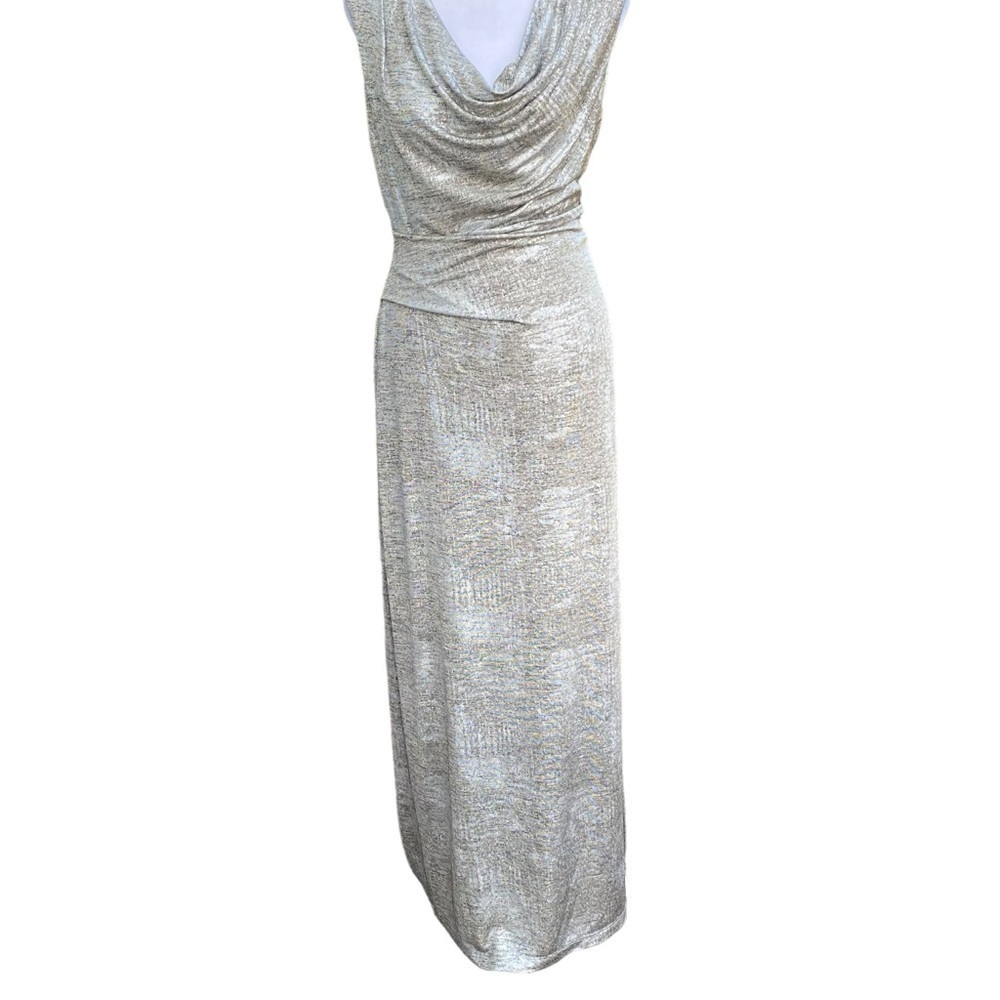 Connected Apparel Ladies Long Length Sleeveless Metallic Cowl Neck Lined Size 8 - Picture 6 of 16